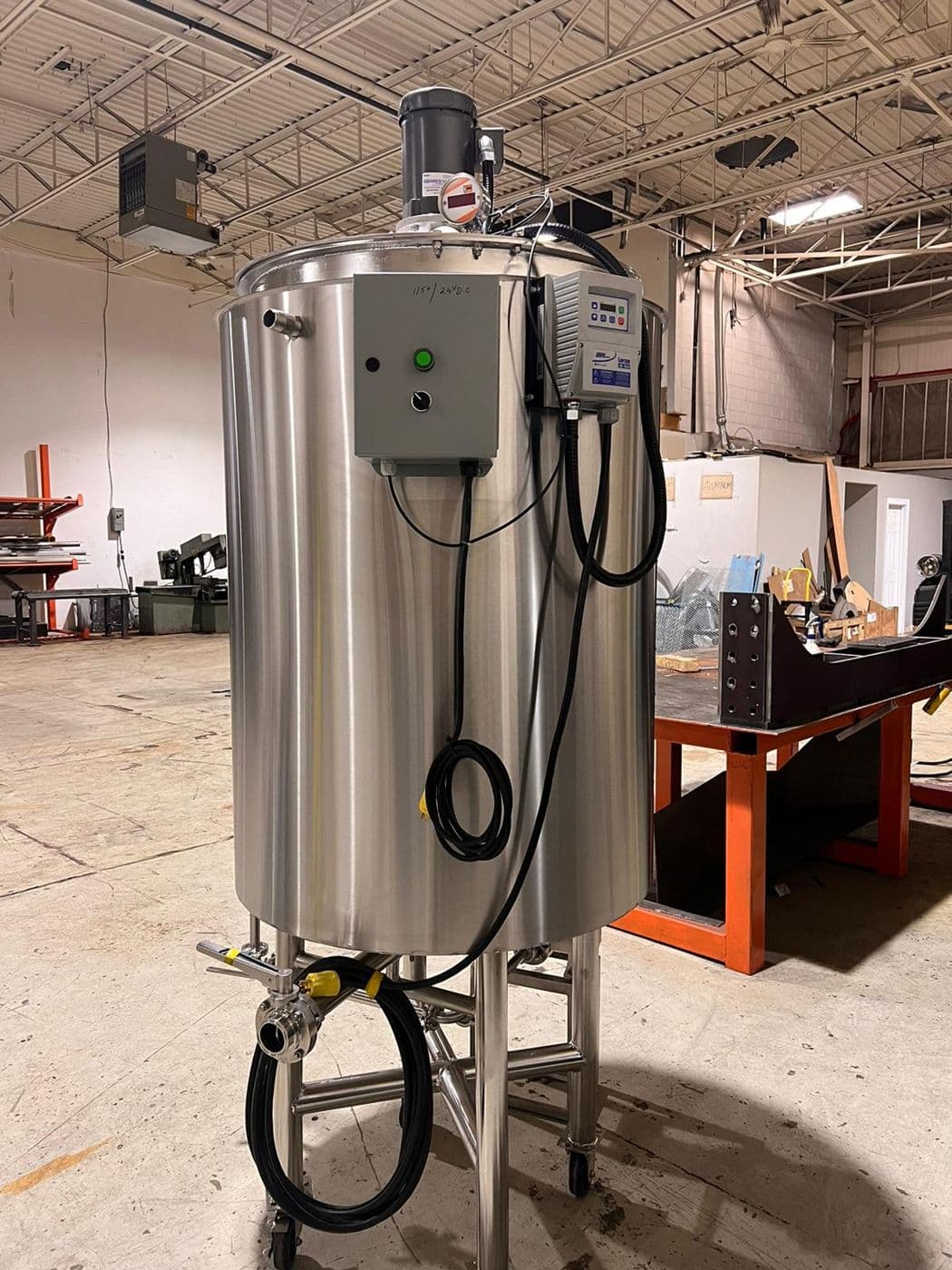 Stainless steel process tank with control panel